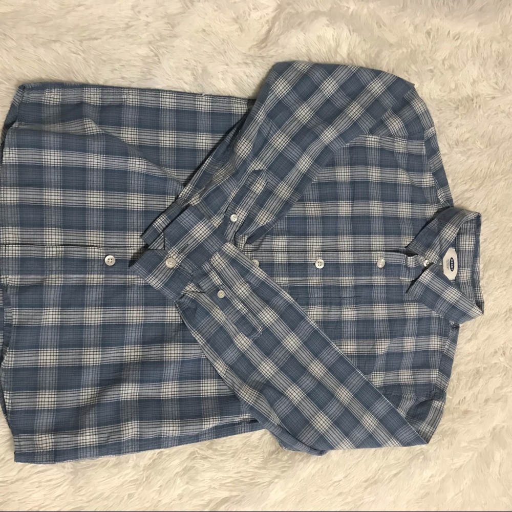 Boys long-sleeve button down plaid shirt